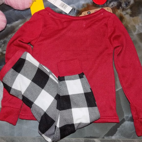 Rae Dunn JOY Buffalo Plaid Baby Outfit 6-9 months New - Picture 2 of 3